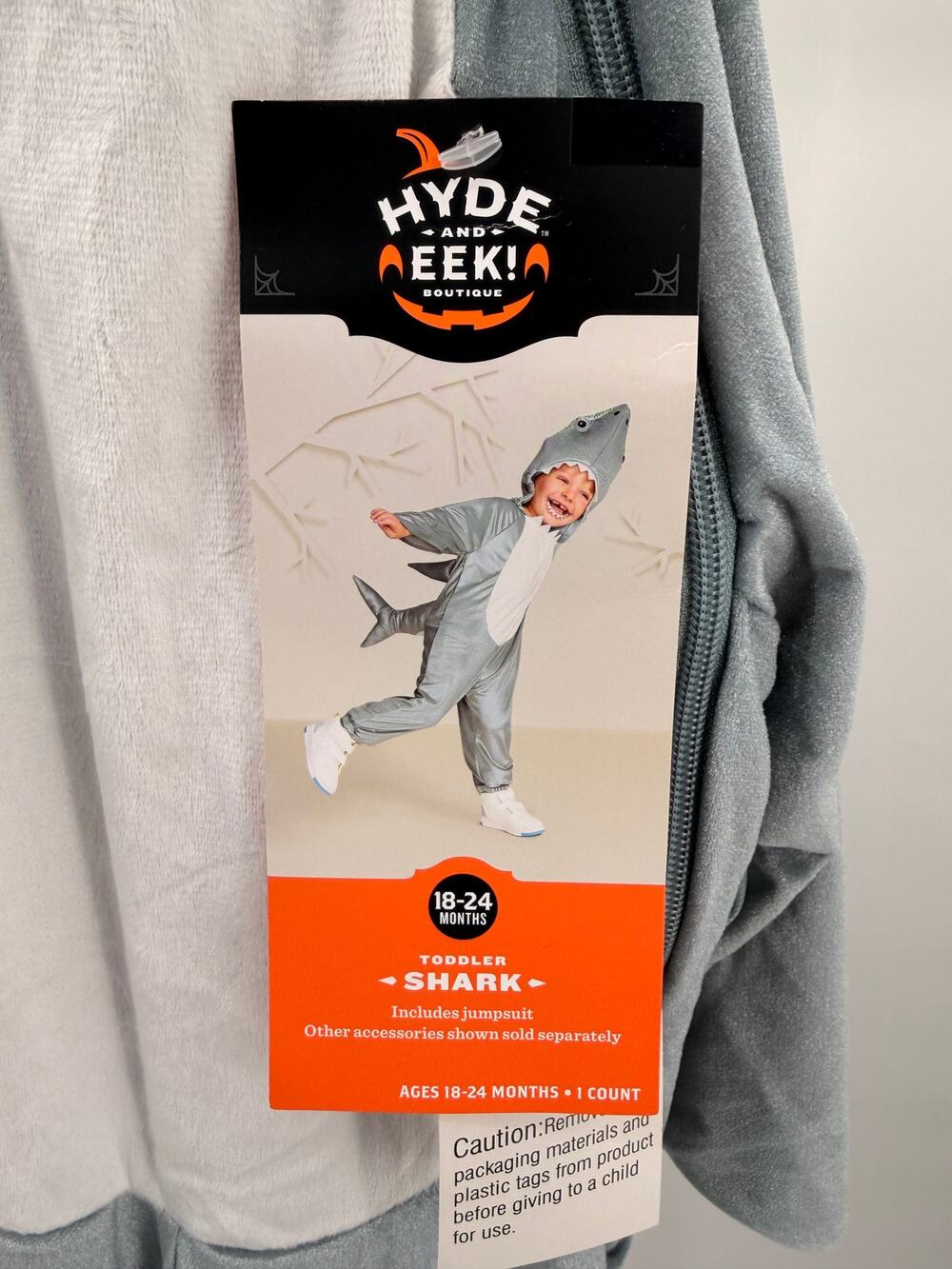 Hyde & Eek Toddler Shark Halloween Costume Jumpsuit 18-24 Months Gray NWT